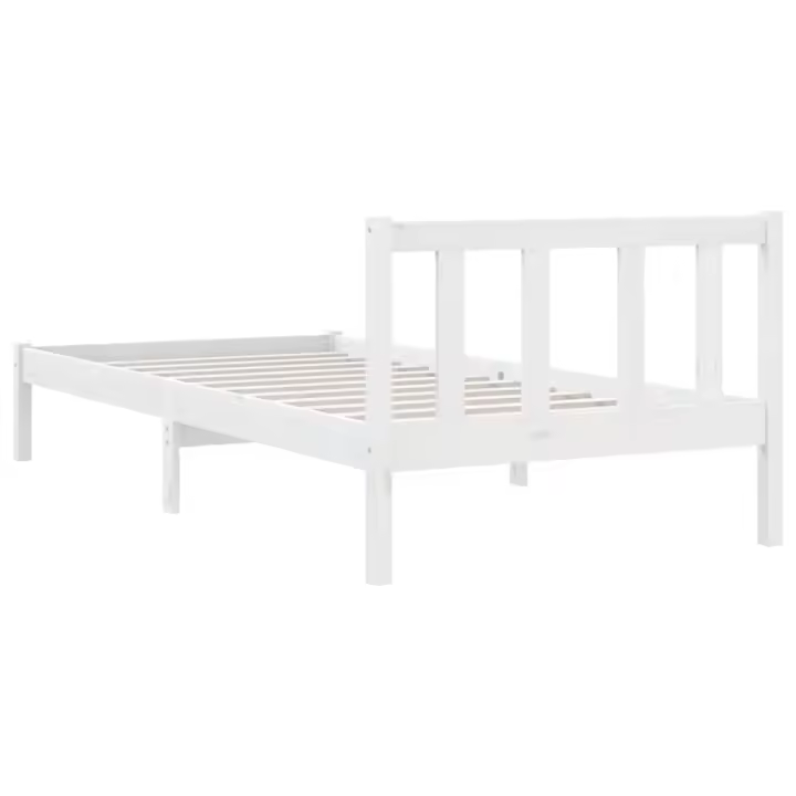 vidaXL Estructura de cama madera maciza de pino blanco 90x190 cm - 1
