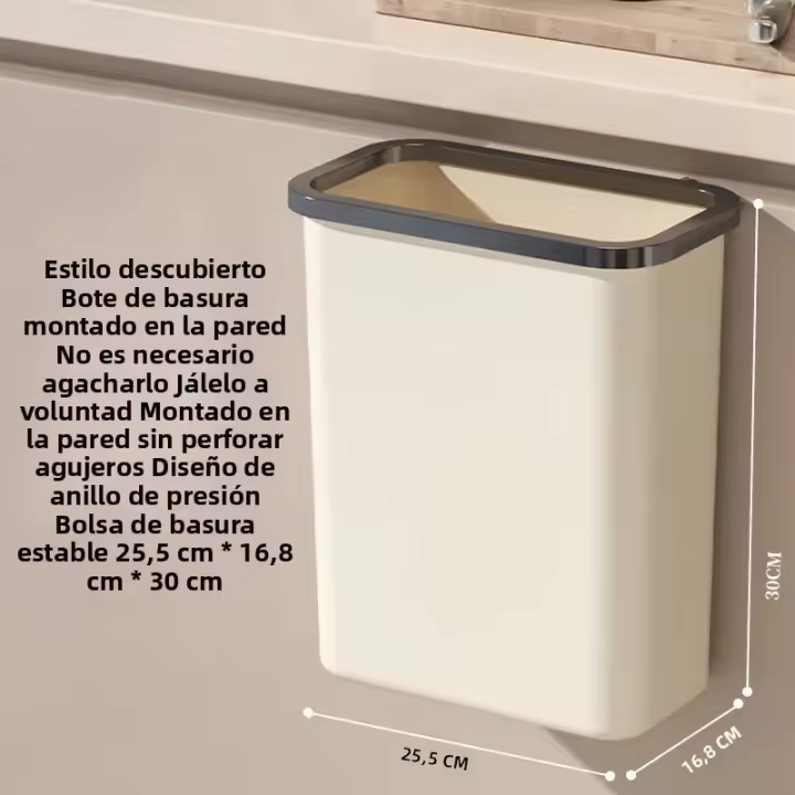 Bandeja De Basura Colgante Para Cocina Con Tapa Y Gran Capacidad Caja De Residuos Montada En La Pared Organizador De Basura Para Puerta - 1
