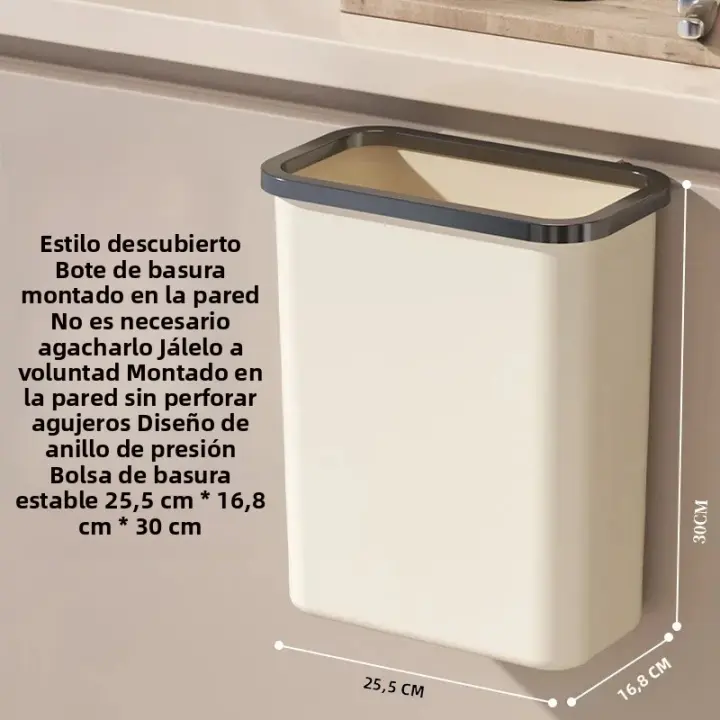 Bandeja De Basura Colgante Para Cocina Con Tapa Y Gran Capacidad Caja De Residuos Montada En La Pared Organizador De Basura Para Puerta - 1
