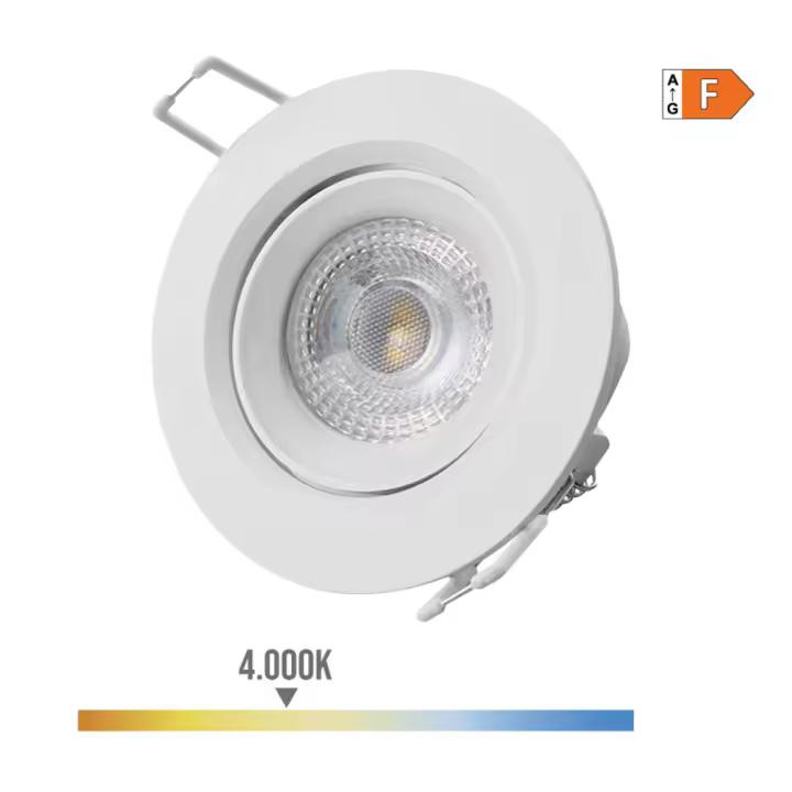 DOWNLIGHT LED EMPOTRABLE REDONDO 5W 4000K LUZ DIA COLOR BLANCO Ø9cm EDM - 1