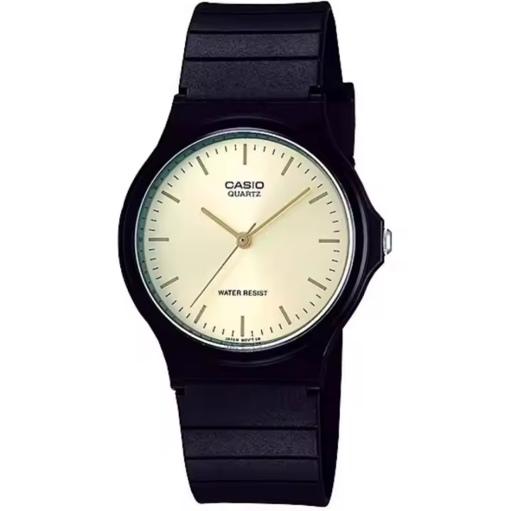 Casio Collection Mq-24-9eldf Reloj De Pulsera Analógico Unisex. Color Negro. Esfera Dorada - 1