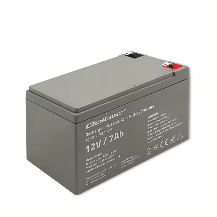 Qoltec 53076 batería agm  12v  7 ah  máx. 105a  seguridad - 1