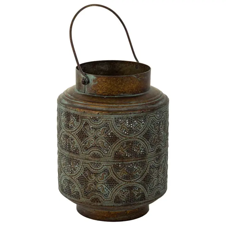 WANDERLUST DECO Portavelas de Metal Marrón 19.5x19.5x25.5h Cm - Agrega Calidez y Encanto - 1