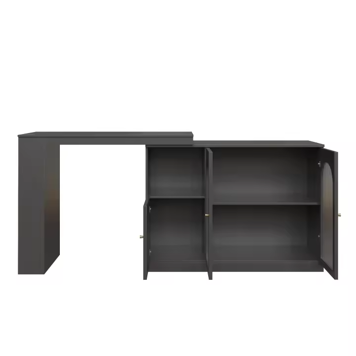 Barra de tiro 360 ° (x 97 Cuerpo 120x40 cm), Gabinete giratorio Modern Y minimalist para Comedo y Barra Negro, Gabinete de almacenamiento multi with Puerta de Cristal - 1