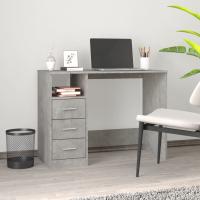 vidaXL Escritorio cajones madera contrachapada 102x50x76 cm en color Blanco/Blanco brillante/Gris hormigón y más | estructura resistente ideal para salón dormitorio o estudio - details 2