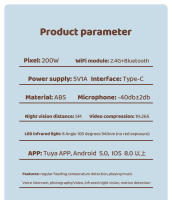 Cámara De Seguridad Para Bebé Con Visión Nocturna Infrarroja Y Control Remoto APP WiFi Monitoreo De Temperatura Y Ruido Cámara Inteligente Para El Hogar - details 14