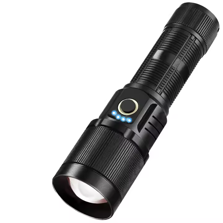 900000 Linternas Led De Alto LúMenes Linterna Led Recargable 3 Modos Zoomable Carga RáPida Ipx6 Impermeable Flash Linterna Potente Luz De Mano Para Acampar Al Aire Librey Regalo Negro - 1