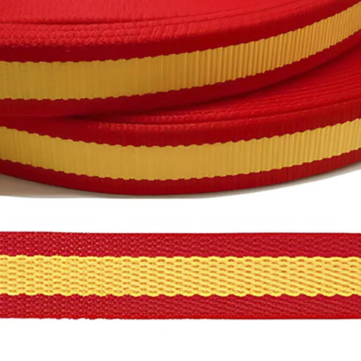 Cinta de polipropileno bandera España 25mm. roja y amarilla. Especial guarnicionerías, manualidades y decoración. Longitud a elegir - 1