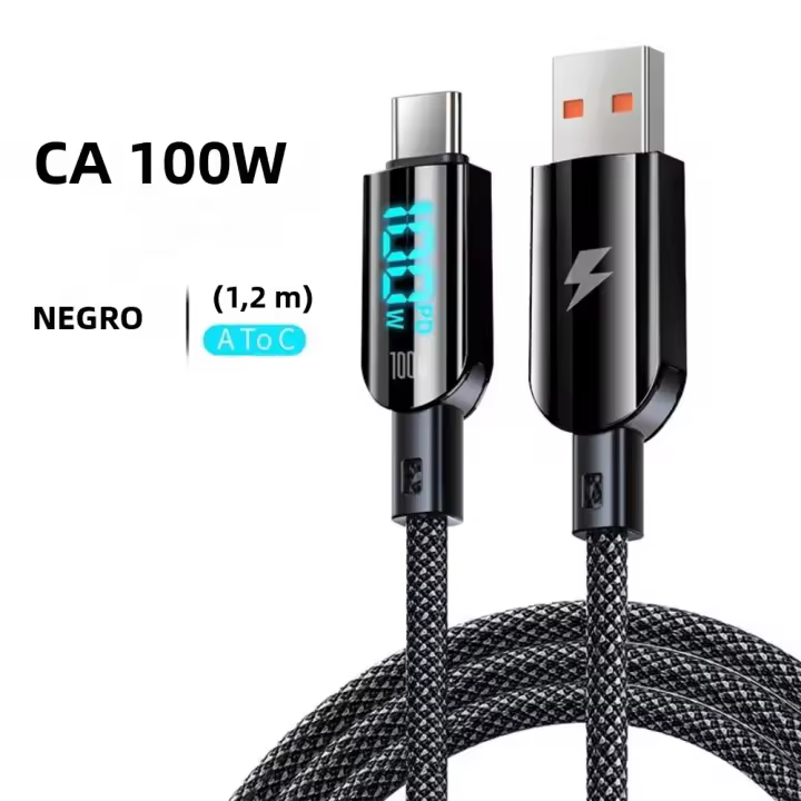 Cargador Rápido 100W 6A Tipo C PD Con Cable USB C Para Samsung Xiaomi Huawei Carga Rapida 3.0 Datos Cordón Móvil - 1