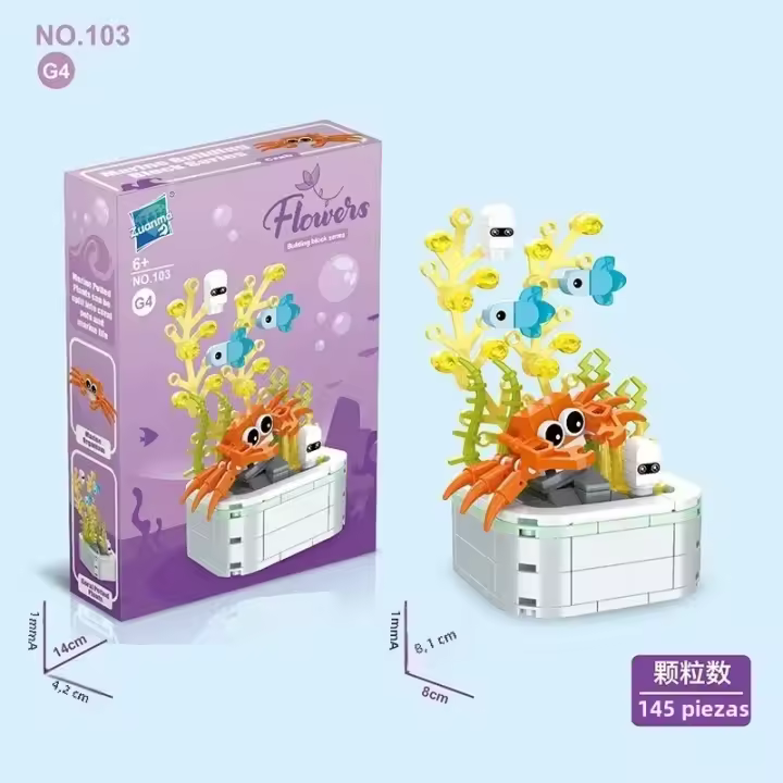 Bloques De Construcción DIY Con Animales Marinos Juguete Educativo Para Niños Set Incluye Peces Calamares Murciélagos Con Plantas Acuáticas Tamaño Pequeño Compatible Con Lego - 1