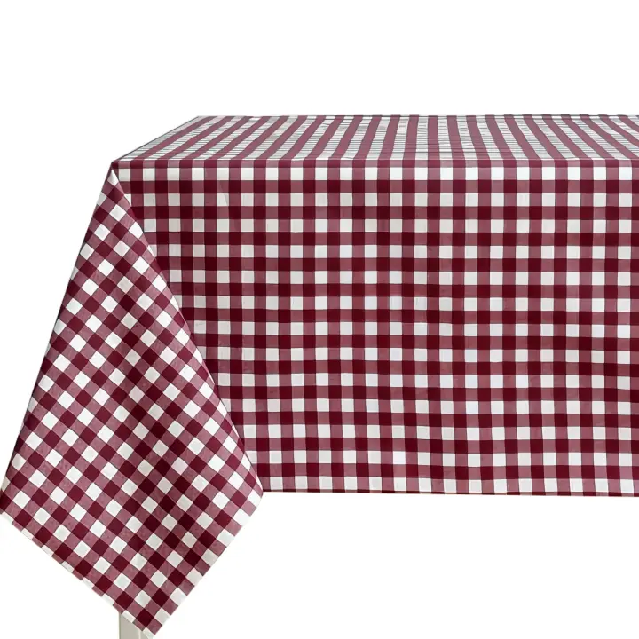 Mantel de tela Antimanchas Vicky para mesa rectangular - Fácil de limpiar, lavable e impermeable - Ideal para hogar interior y exterior-Color Rojo oscuro - 1