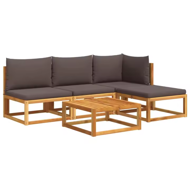 vidaXL Set de sofás de jardín con cojines 5 pzas madera maciza acacia - 1