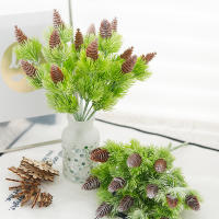 7 Tenedores De Plástico Artificial Para Navidad Y Bodas Con Nueces De Pino Y Hierba Falsa Accesorios Para Casa Y Fiestas DIY Disponibles - details 0