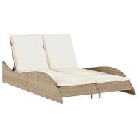 vidaXL Tumbona con cojines ratán sintético 114x205x73 cm Negro, Marrón, Gris Sillas de Exterior Ideal para jardín, playa, piscina, terraza Tumbona Piscina Tumbonas Playa Tumbonas Jardín Exterior - details 3