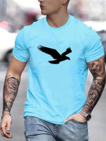 Camiseta Casual De Verano Para Hombre Con Patrón De Águila Algodón 100% Cuello Redondo Manga Corta Transpirable T-Shirt Top - details 8