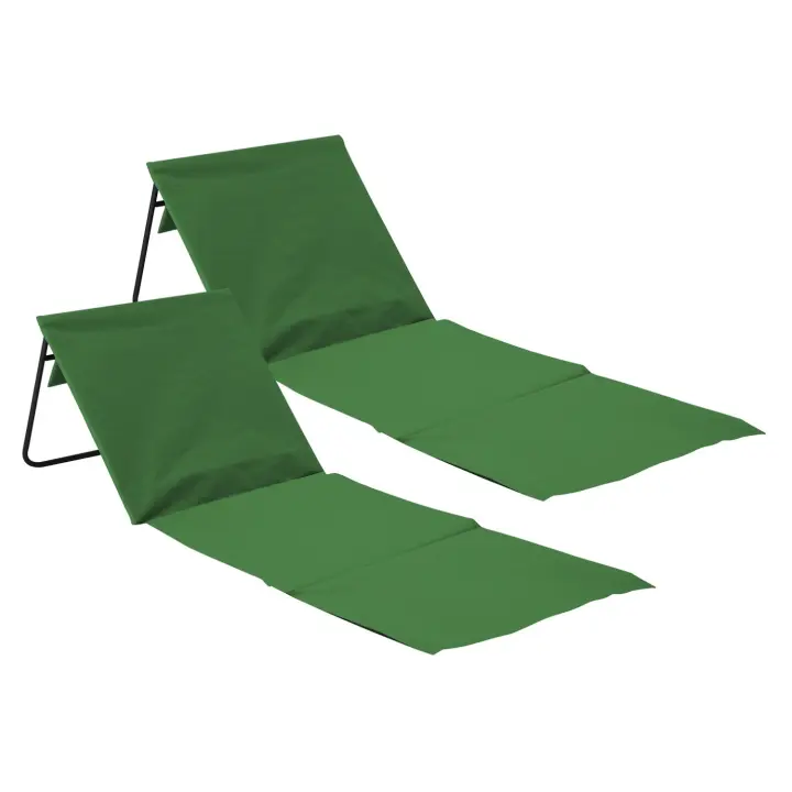 O91 - Esterilla Plegable de Playa Acolchada con Respaldo, Acero y Tela Oxford, Impermeable, Secado Rápido, Diseño Portátil, Bolsillo Trasero, Asa de Transporte, Varios Colores, Pack 2 - 1