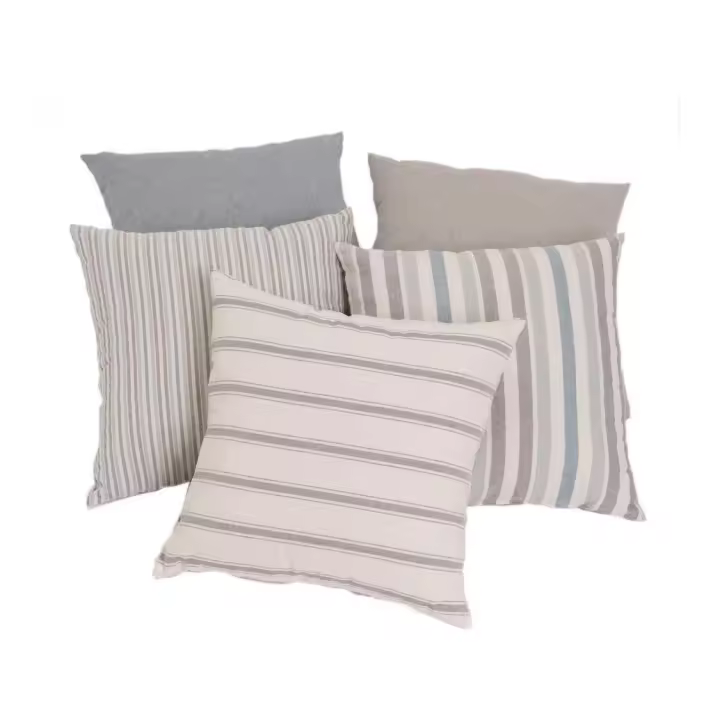 Dcasa Conjunto de 5 cojines de rayas azul de algodón natural de 45x45 cm con relleno - 1