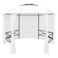 vidaXL Carpa de Jardín con Cortinas Hexagonal 360x265 cm Cenador Patio Caseta Color Beige,  Antracita,  Blanco y mas - details 2
