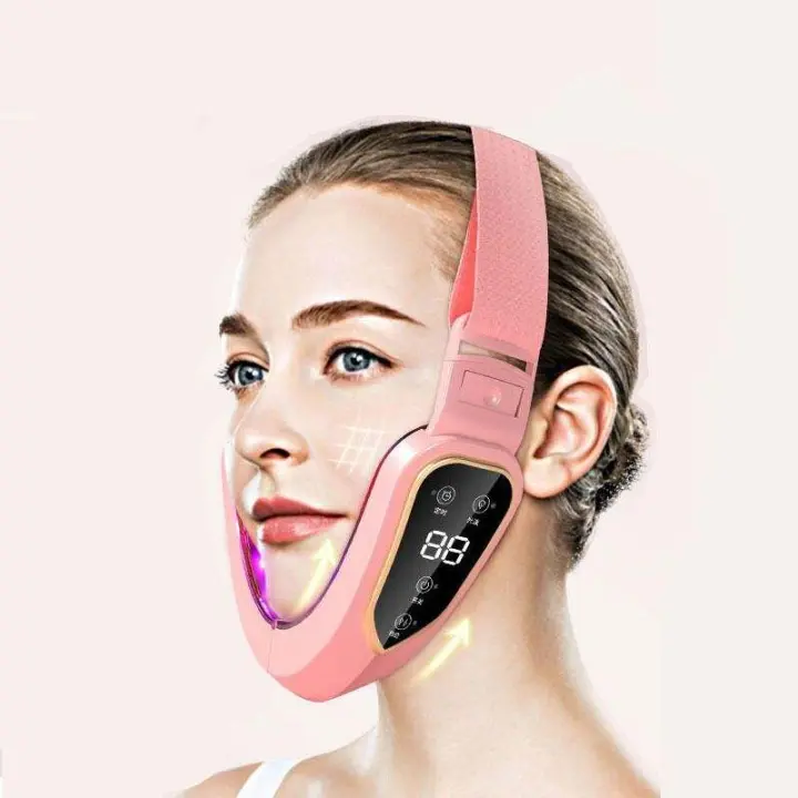 Dispositivo De Levantamiento Facial LED Terapia Fotónica Adelgazamiento Facial Masajeador Vibratorio Calentado Doble Mentón V Face Masajeador - 1