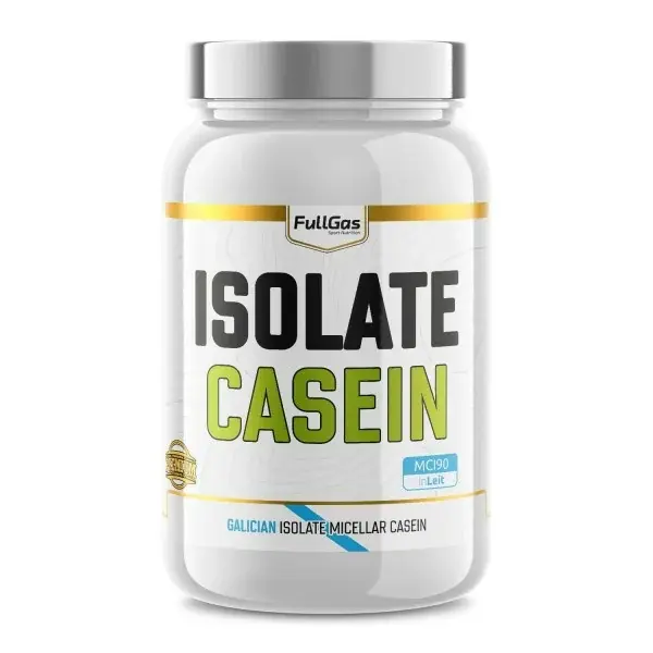 FULLGAS - ISOLATE CASEIN -900g- Aislado de caseína micelar nativa (InLeit MCI90) obtenida de leche gallega y microfiltrada en frío. Alto contenido en proteínas, bajo en grasas, sin azúcares añadidos, sin gluten y 100% - 1