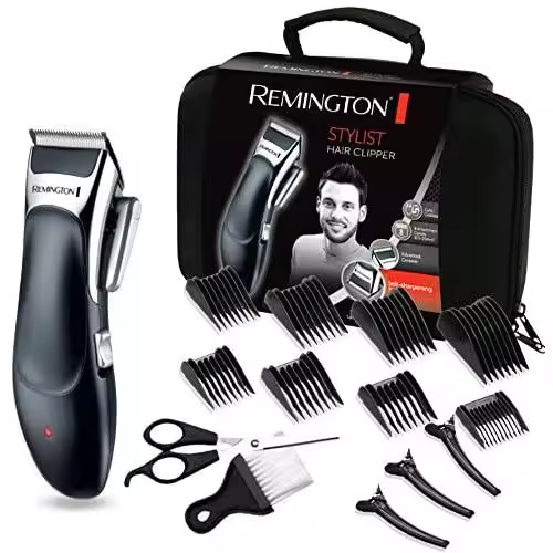Remington Stylist Máquina de Cortar Pelo- Cortapelos con Cable e Inalámbrico, Cuchillas de Cerámica, 8 Peines, 40 min Autonomía, Negro - HC363C - 1