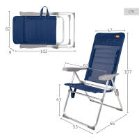 Silla de playa plegado slim Aktive, reclinable 6 posiciones antivuelco azul marino, medidas 47x66x107cm, aluminio, peso máx. 110 kg. - details 3