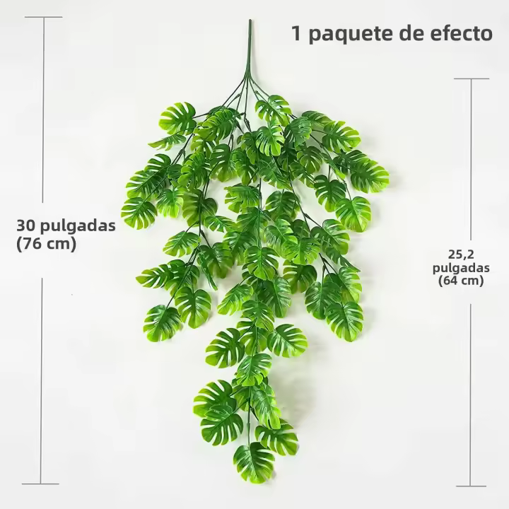 Planta Artificial De Monstera Colgante Falsa Con Hojas De Palma Y Hierba De Iva Para Decoración De Exposiciones Y Jardines - 1