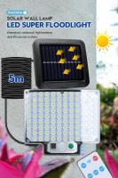 1PC Luz Solar Exterior Impermeable Con Sensor De Movimiento Y Control Remoto 3 Modos 192 LED Para Patio Garage Jardín - details 9