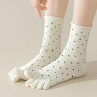 3 Pares De Calcetines De Dedos Para Mujer Con Patrón De Puntos Calcetines De Algodón De Alta Calidad De Media Pierna Con Dedos Separados - details 5