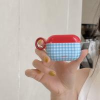 Funda Para AirPods 1/2/3/4 Y pro Con Colgante De Hongo Chequero Rojo Y Azul Diseño Lindo Y Protección Resistente De Plástico - details 1