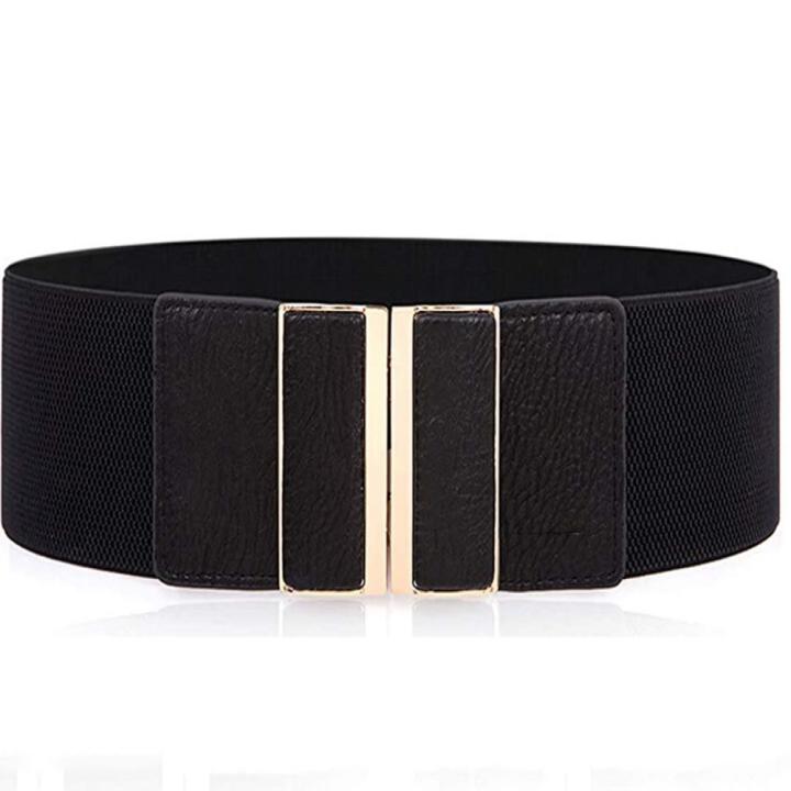 Cinturón elástico vintage para mujer, cinturón ajustable retro de moda con hebilla de metal, tejido elástico, cómodo de llevar, metal entrelazado.