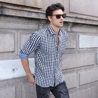 Nueva camisa de manga larga para hombre de talla grande a cuadros informal sin hierro tendencia de camisa de primavera y otoño - details 3