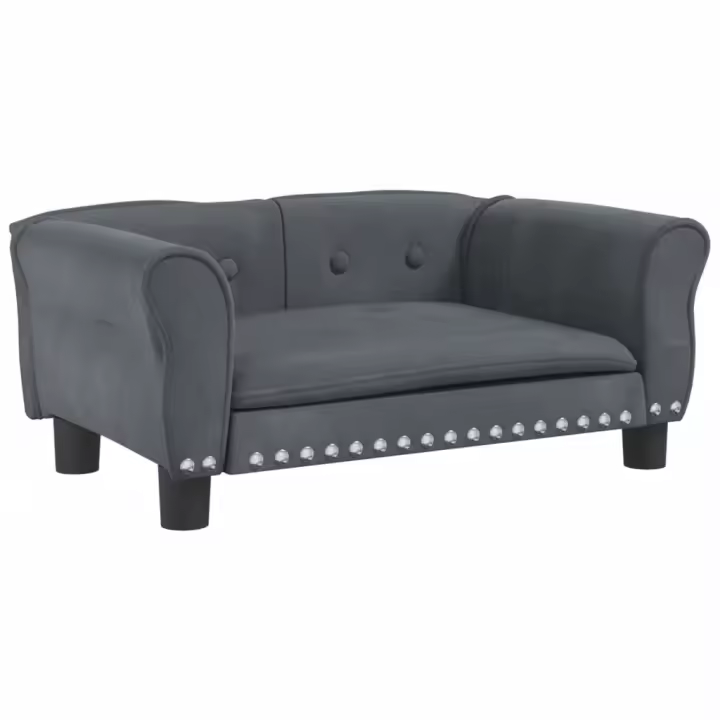 Cama para Perros de terciopelo gris oscuro 70x45x30cm - 1