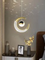Modern Chandelier De Lámpara De Vidrio Translúcido Alta Calidad Ajustable Para Decorar Comedor Y Dormitorio Estilo Luna Dorada - details 6