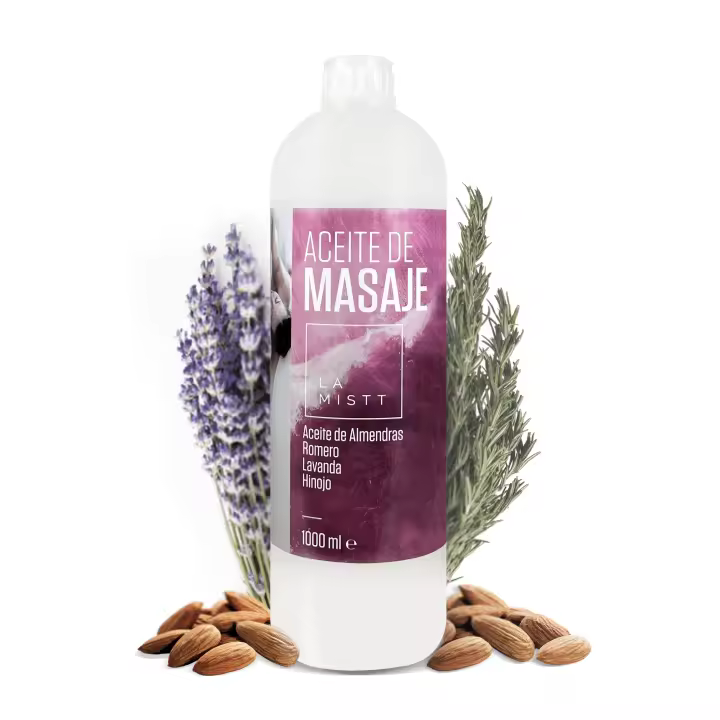 Aceite de Almendras Dulces, Romero, Lavanda e Hinojo 1 Litro | Aceite para Masajes profesionales | Aceite corporal - 1