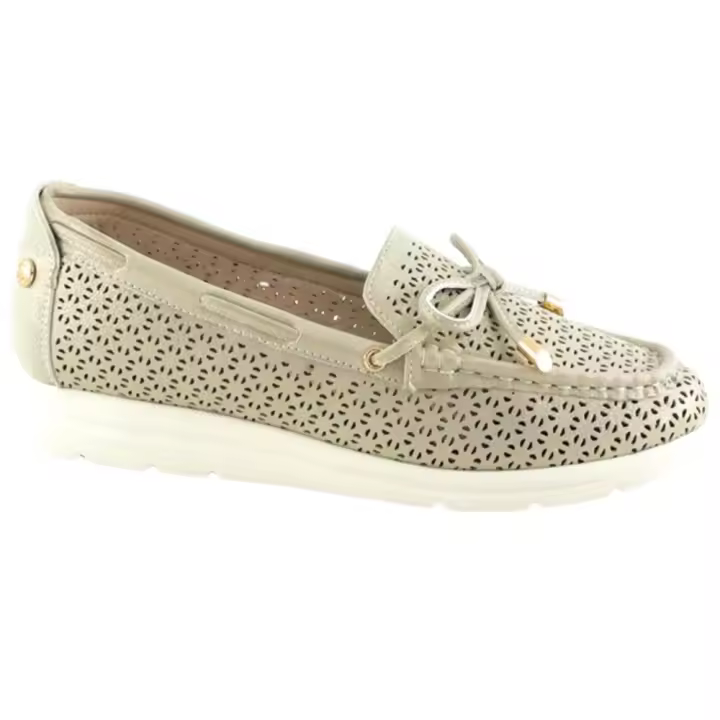 Amarpies mocasin confort con lazo para mujer ajh28371 color platino - 1