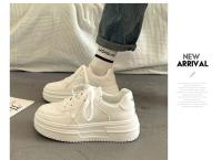 Nuevas Zapatillas De Deporte Para Mujer 2024 Cuero PU Blanco Transpirables Zapatos De Plataforma Planos Para Caminar Y Correr - details 7