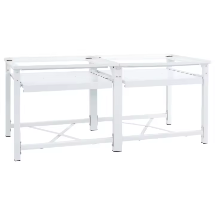 vidaXL Soporte pedestal doble lavadora con estantes extraíbles blanco en modelo with con 2 estantes/con 1 cajón | práctico organizador multiusos diseño compacto funcional - 1