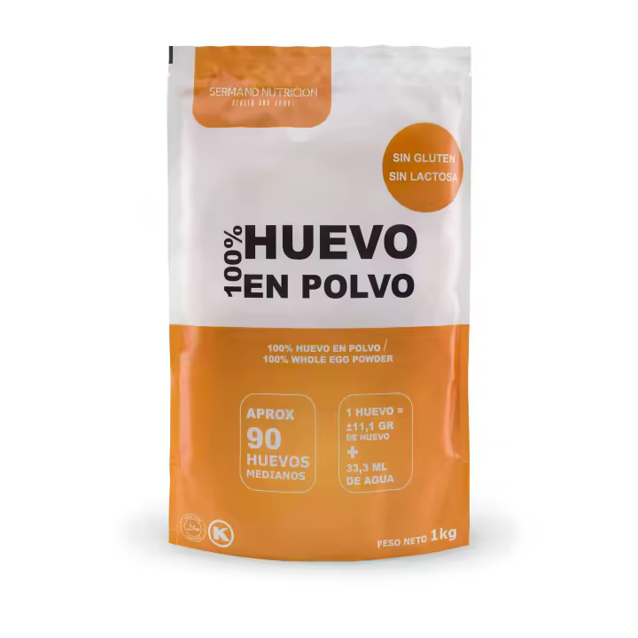 SERMAND  Huevo en polvo  Bolsa de vacío  Huevo en Polvo  Huevos Pasteurizados Sin Gluten  Huevo Deshidratado  Sin Aditivos  Productos Sin Lactosa  Presentación en Bolsas Zip (1 KG) - 1