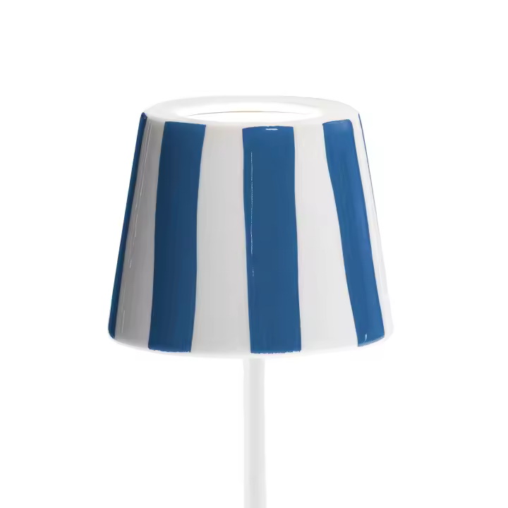 Lámpara de Mesa LED Poldina Lido de Rayas Azules recargable y regulable con Batería de hasta 12 Horas. Para uso exterior IP65 - 1