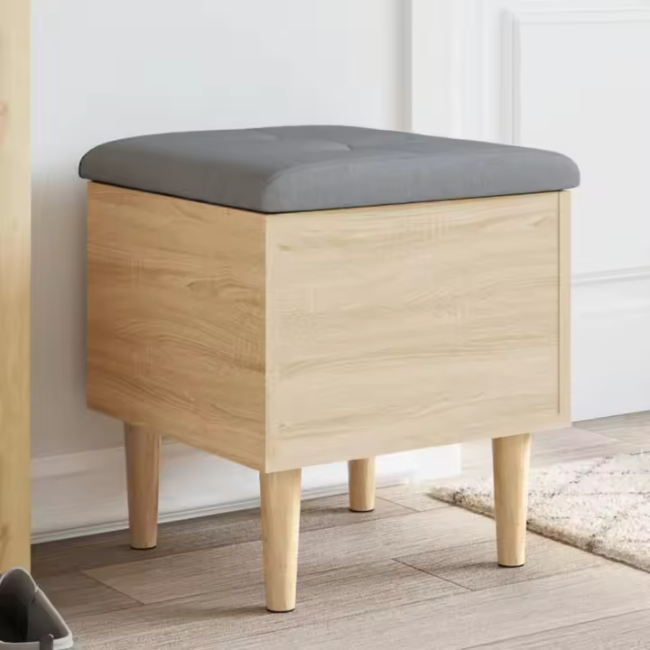 vidaXL Banco con almacenaje madera ingeniería roble Sonoma 42x42x46 cm - 1
