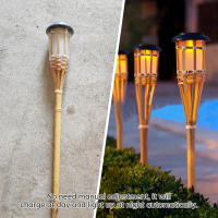 Lámpara De Jardín Solar Con Llama Automática Impermeable Para Iluminación De Camino Luz De Torcha LED De Bambú Para Exterior - details 4
