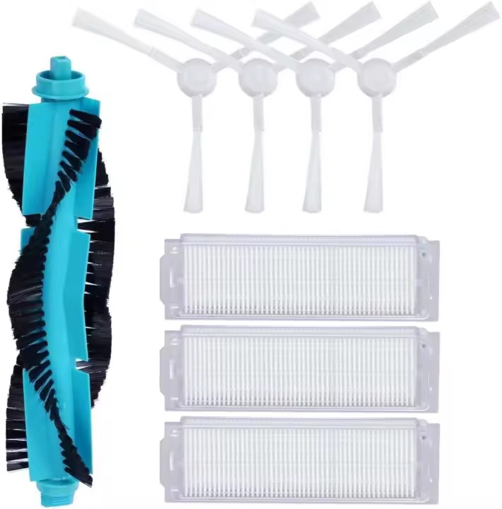 Recambios compatibles con Cecotec Conga 3290, 3390, 3490, 3590, 3690 y 3790. Pack de Accesorios de Repuesto. Kit de Cepillo Lateral, Filtro y Cepillo Central. Pack 8 en 1 - 1