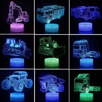 Lámpara De Noche 3D LED Táctil Para Coche Camión Tractor Excavadora Ilusión De Mesa Decorativa Para Dormitorio De Bebé Regalo Para Navidad Cumpleaños - details 1