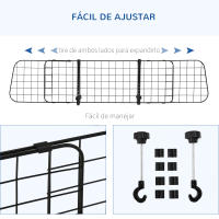 Pawhut Rejilla de Seguridad de Coche para Perros Extensible Barrera Protectora Metálica de Vehículo Universal para Maletero Equipaje Automóvil Negro - details 4