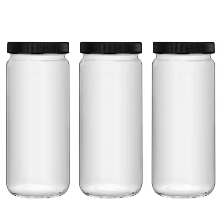 Botella de jugo de Vidrio de 3 piezas de 500 ml, botella de Vidrio de viaje con tapa Hermética de plástico, botella de Agua de Vidrio duradera - 1