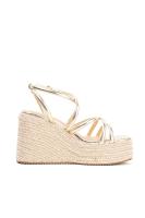Lyla Wang Sandalias doradas mujer con tiras y plataforma de esparto - details 3
