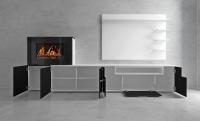 Skraut Home - Mueble salón comedor con chimenea eléctrica con 5 niveles de llama, 3 acabados de color posibles, 290x170x45 cm - details 3