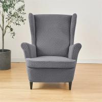 Cubiertas De Silla Wingback Clásicas En Color Sólido Con Funda Para Asiento Y Cojín Tapete De Sofá Decoración Del Hogar Hechas De Spandex Y Poliéster Estilo Europeo - details 15