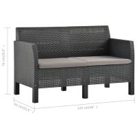 vidaXL Sofá de jardín de 2 plazas con cojines PP ratán gris antracita - details 4